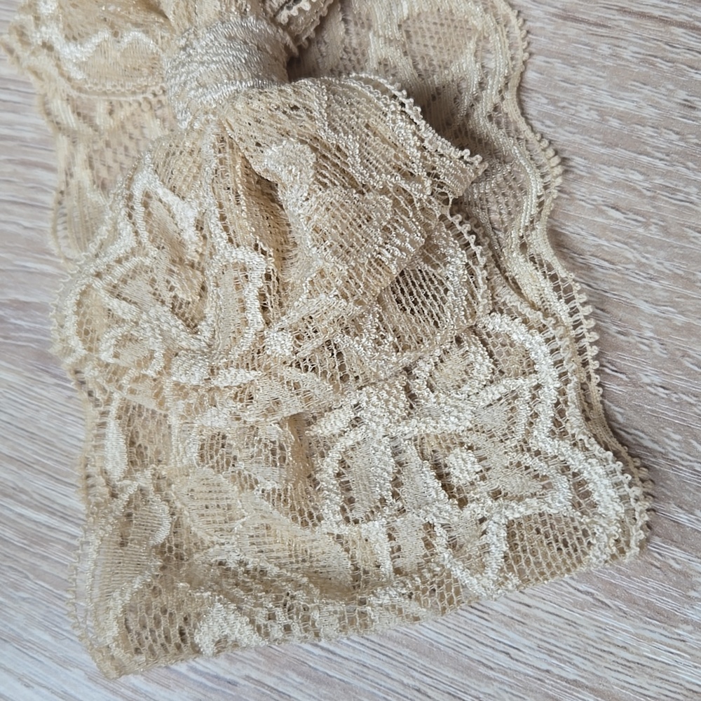 Lace Bowknot Beige Headband Baby Girl Elastic Headwrap Kids Handmade Hairband - Picture 4 of 10